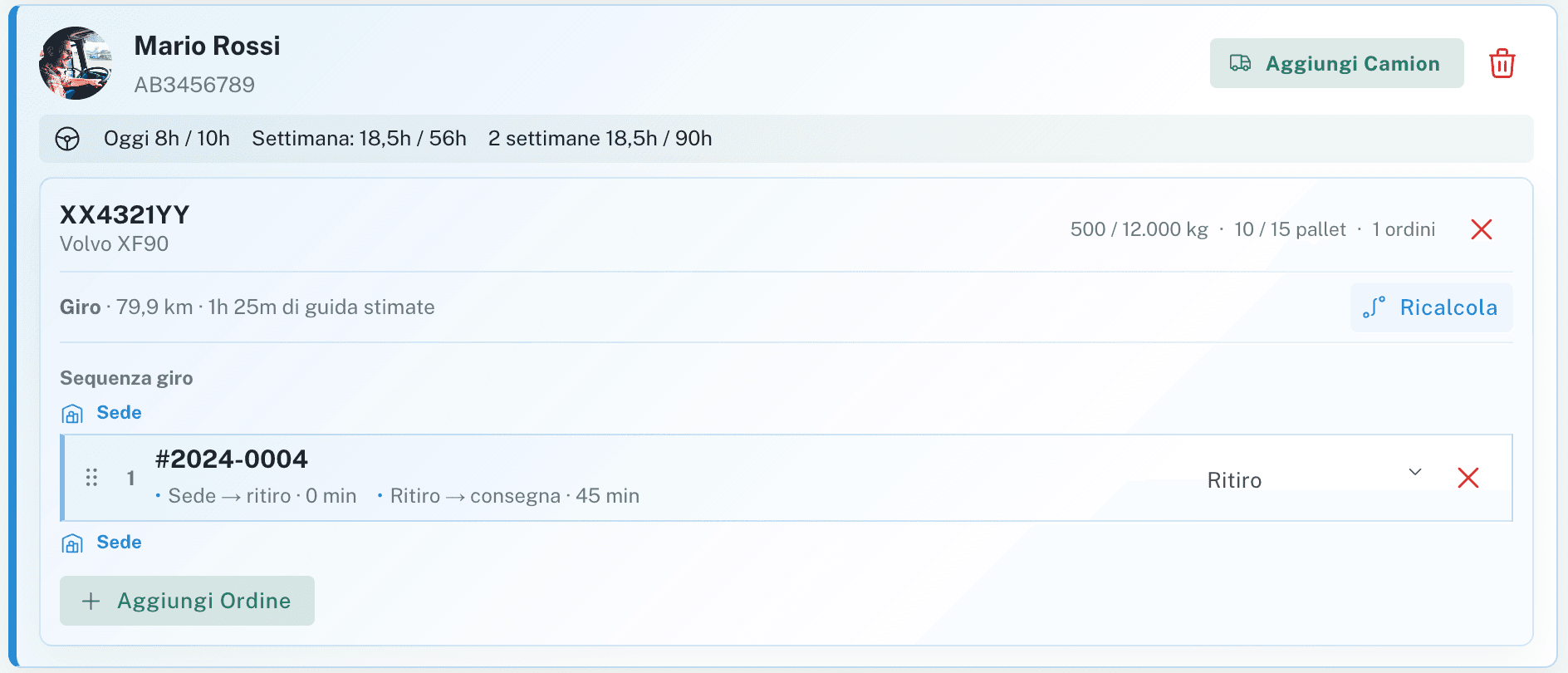 Stima di distanza e tempo di guida con ETA Lite in TrucksOut