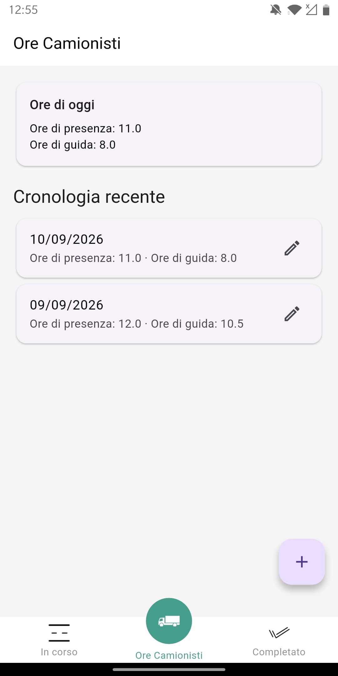 Registrazione delle ore camionisti nell’app driver TrucksOut