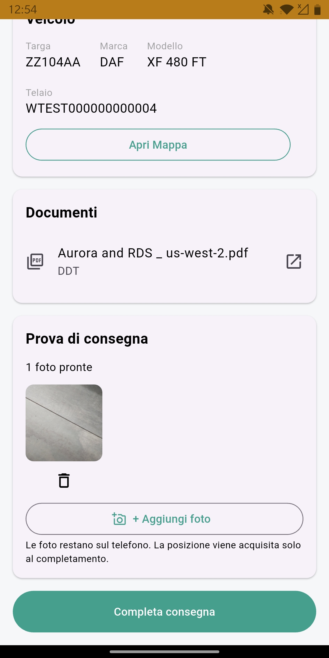 App Mobile TrucksOut con più foto POD prima del completamento della consegna